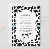 Invitation Bleu Blanc Noir Vache Imprimer Baby shower Invitat (Devant)