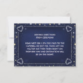Invitation Bleu Blanc Or 3,5 x 5 Coeurs & Étoiles Réception (Dos)