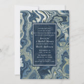 Invitation Bleu Blanc Or Chic Tourbillon Moderne Réception de (Devant)