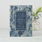 Invitation Bleu Blanc Or Chic Tourbillon Moderne Réception de (Debout devant)