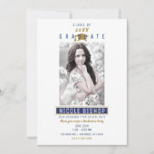 Invitation Bleu blanc or couleurs de la photo Parti de gradua (Devant)