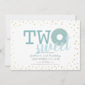 Invitation Bleu Blanc Or Donut Deux Garçon Doux 2e anniversai (Devant)