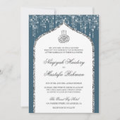 Invitation Bleu blanc Parties scintillant Arche Mariage musul (Devant)