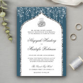 Invitation Bleu blanc Parties scintillant Arche Mariage musul