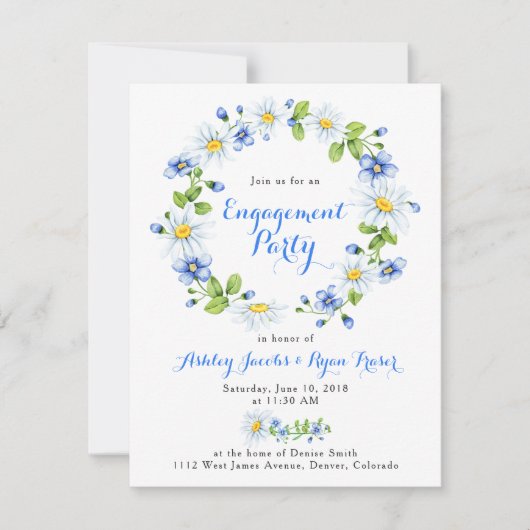 Invitation Bleu Blanc Pays Faisal Faisal (Devant)