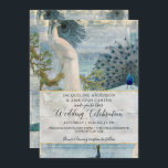 Invitation Bleu blanc Peacock Élégant Vintage Script Monogram<br><div class="desc">"Blue and White Peacock Elegant Vintage Art with Script Typography and Monogram Faire-part de mariage." Dreamy, romantique et élégante oeuvre vintage paon a été collé dans une brillante composition moderne pour votre thème faire-part de mariage et décoration de réception. L'envers a la même image en entier avec vos initiales et...</div>