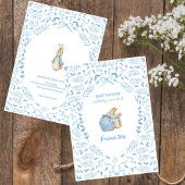 Invitation Bleu blanc Pierre le lapin Baby shower Beatrix