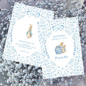 Invitation Bleu blanc Pierre le lapin Baby shower Beatrix