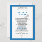 Invitation Bleu blanc pilon de mortier Pharmacy Graduation (Devant)