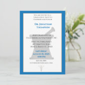 Invitation Bleu blanc pilon de mortier Pharmacy Graduation (Debout devant)