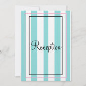 Invitation Bleu Blanc Rose Beige Monogramme Rayures Réception (Devant)