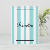 Invitation Bleu Blanc Rose Beige Monogramme Rayures Réception (Debout devant)