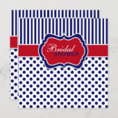 Invitation bleu blanc rouge de douche de rayure de (Devant / Derrière)