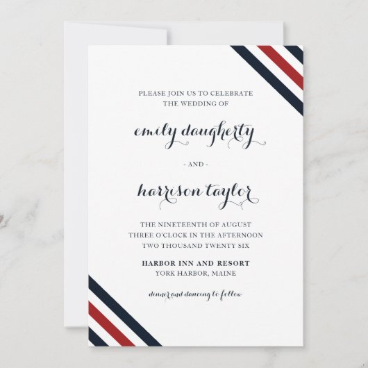 Invitation Bleu blanc rouge Mariage (Devant)