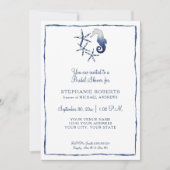 Invitation Bleu blanc Shibori Seahorse Starfish Beach Bride (Devant)