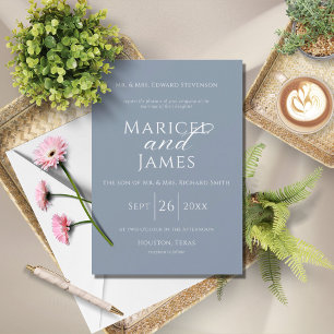 Invitation Bleu & Blanc Simple Mariage moderne
