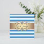 Invitation Bleu blanc Sweet sixteen de la fête de  (Debout devant)