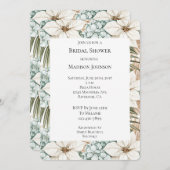 Invitation Bleu Blanc Tropical Hydrangea Fête des mariées flo (Devant / Derrière)