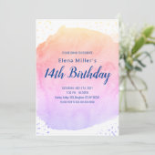 Invitation Bleu bleu aquarelle trait or parties scintillant i (Debout devant)