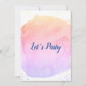 Invitation Bleu bleu aquarelle trait or parties scintillant i (Dos)