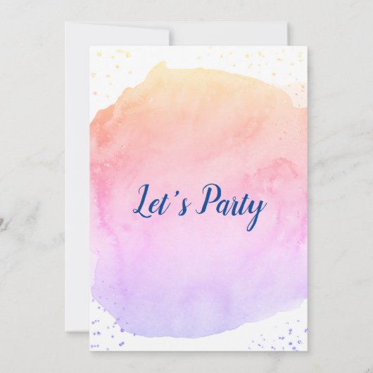 Invitation Bleu bleu aquarelle trait or parties scintillant i (Dos)
