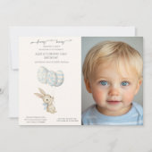 Invitation Bleu Bleu Bébé 1er Anniversaire (Devant)