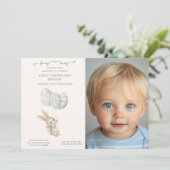 Invitation Bleu Bleu Bébé 1er Anniversaire (Debout devant)