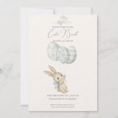 Invitation Bleu Bleu Bébé Mignonne Pâques (Devant)