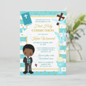 Invitation Bleu Bleu Bleu Africain Américain Garçon Première (Debout devant)