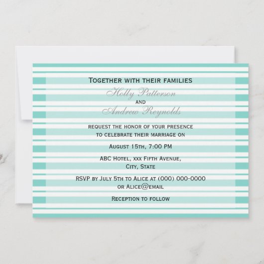 Invitation Bleu Bleu Bleu Bleu Mariage H (Dos)