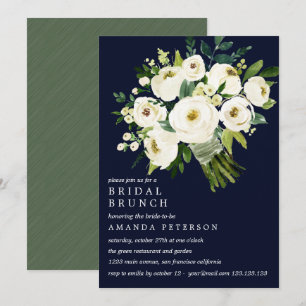Invitation Bleu Bleu Bouquet Mariage Brunch nuptial