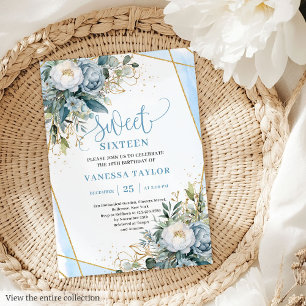 Invitation Bleu bleu clair classique floral doux 16 invitatio