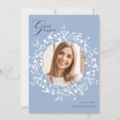 Invitation Bleu Bleu Fleur sauvage Wreath Graduation (Devant)