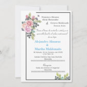 Invitation Bleu bleu floral mariage (Devant)