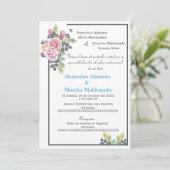 Invitation Bleu bleu floral mariage (Debout devant)
