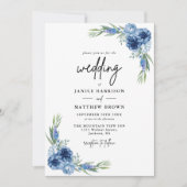 Invitation Bleu Bleu Joli Mariage photo (Devant)