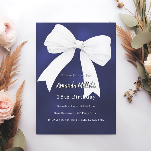 Invitation Bleu bleu marine arc blanc Anniversaire