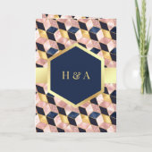 Invitation Bleu bleu marine bleu géométrique Mariage musulman (Dos)