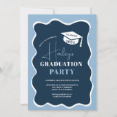 Invitation Bleu bleu marine cadre ondulé (Devant)