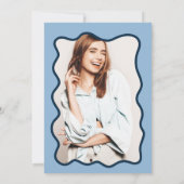 Invitation Bleu bleu marine cadre ondulé (Dos)