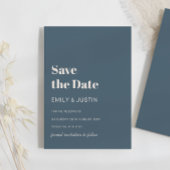 Invitation Bleu bleu marine moderne beige Enregistrer la date