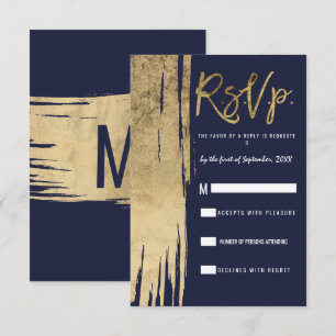 Invitation Bleu bleu marine moderne Brochures simples RSVP