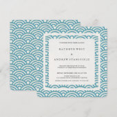 Invitation Bleu bleu marine Vagues stylisées Mariage moderne (Devant / Derrière)