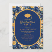 Invitation Bleu bleu or Floral Lycée de la Marine Cap (Devant)