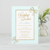 Invitation Bleu bleu or parties scintillant arc Baby shower g (Debout devant)