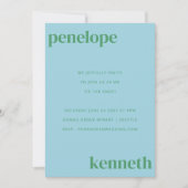 Invitation Bleu Bleu Vert Moderne Mariage tout en un (Devant)