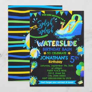 Invitation Bleu bleu vert pour fête d'anniversaire