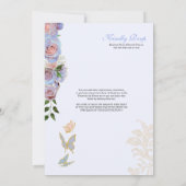Invitation Bleu & Blush Roses Roses Papillon Quinceanera Invi (Dos)