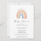 Invitation Bleu Boho Aquarelle arc-en-ciel Bébé garçon douche (Devant)