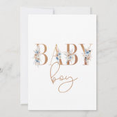 Invitation Bleu Boho Floral Mot Baby shower bébé garçon (Dos)